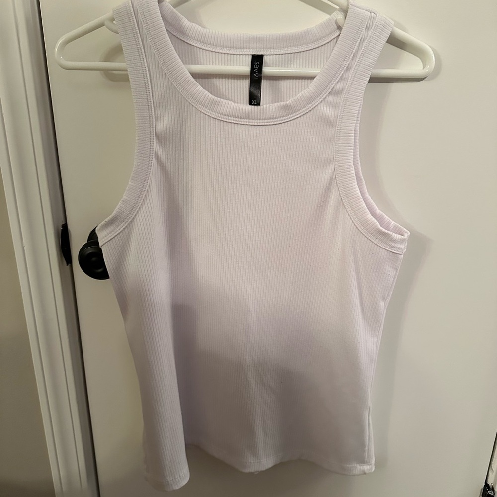 Women’s SAVVI White Ribbed Tank Top